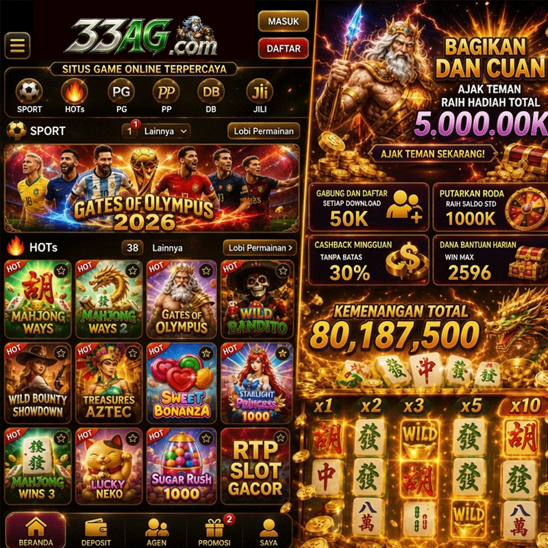33AG - agen slot online terpercaya di Indonesia dengan slot gacor hari ini terbaik dari slot88 di tahun 2026 ini.